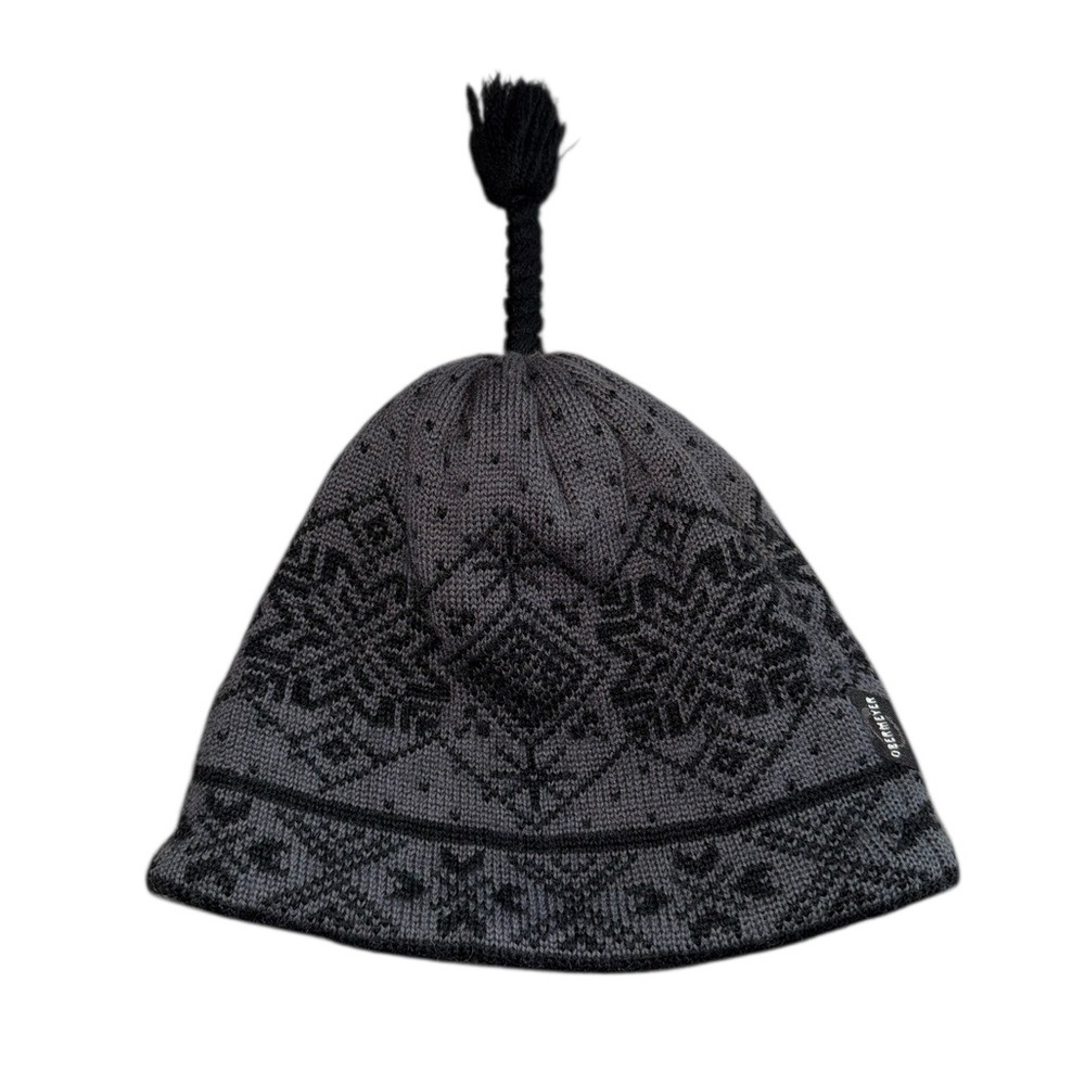 Obermeyer Black and Gray Winter Knit Beanie with Pom Outdoor Juniors ONE SIZE